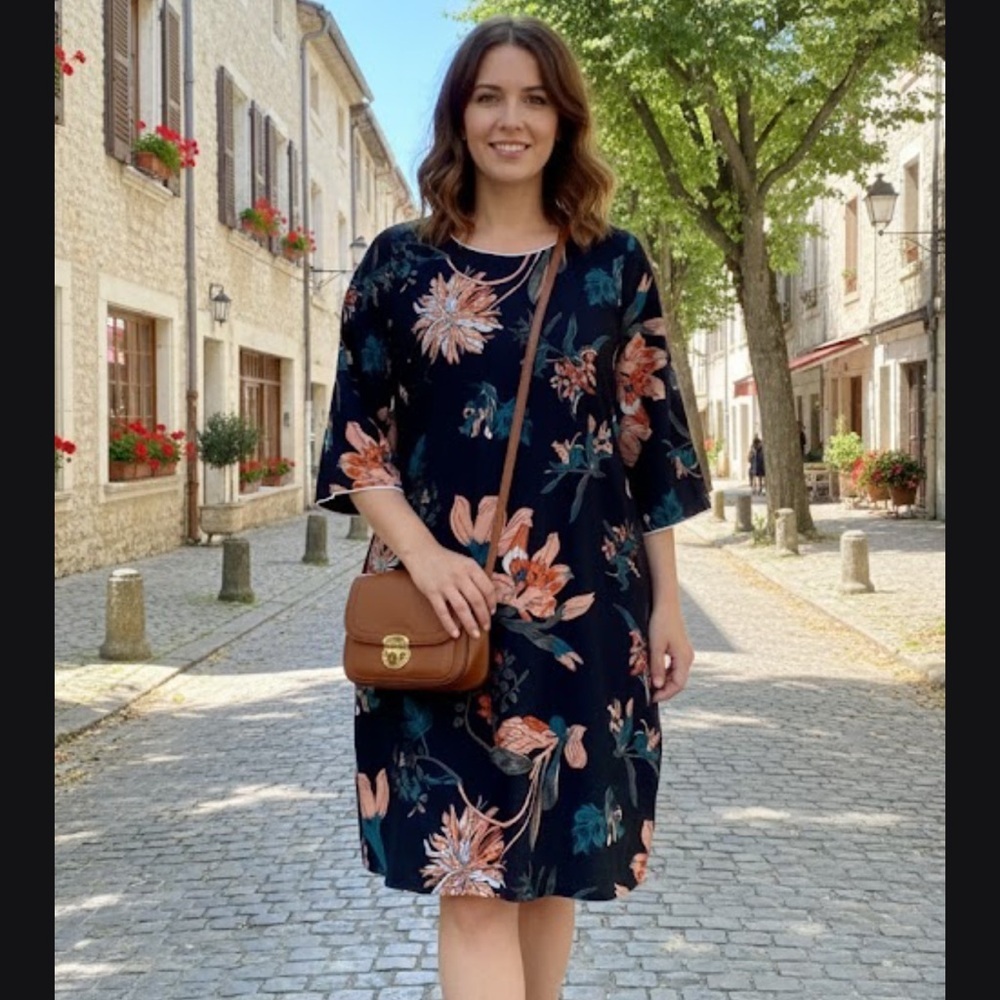 Sassafras Black Floral Long Sleeve Dress